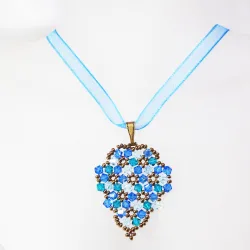 Pendant 65cm - Marissa Grapes-Blue Organza - Pendant 65cm - Laiton bronze